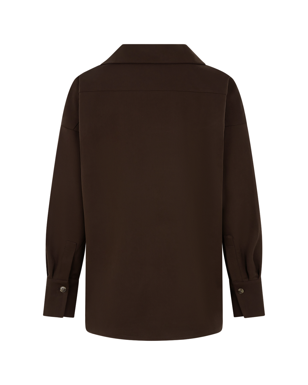 Asymmetric Collar Blouse in Chocolate Brown — back