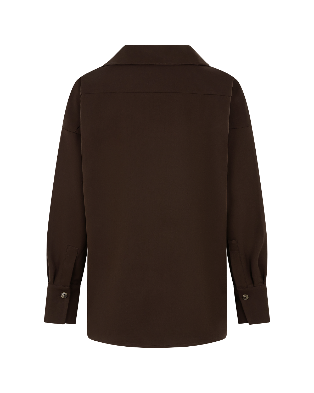 Asymmetric Collar Blouse in Chocolate Brown — back