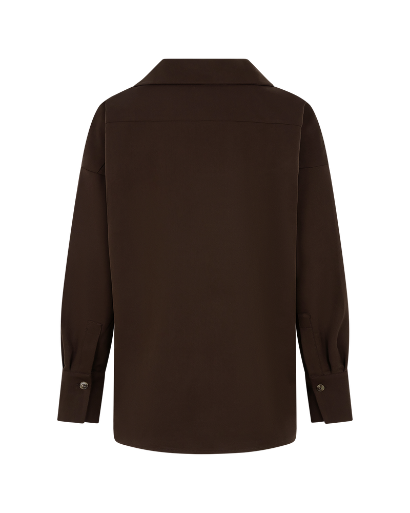 Asymmetric Collar Blouse - Chocolate Brown
