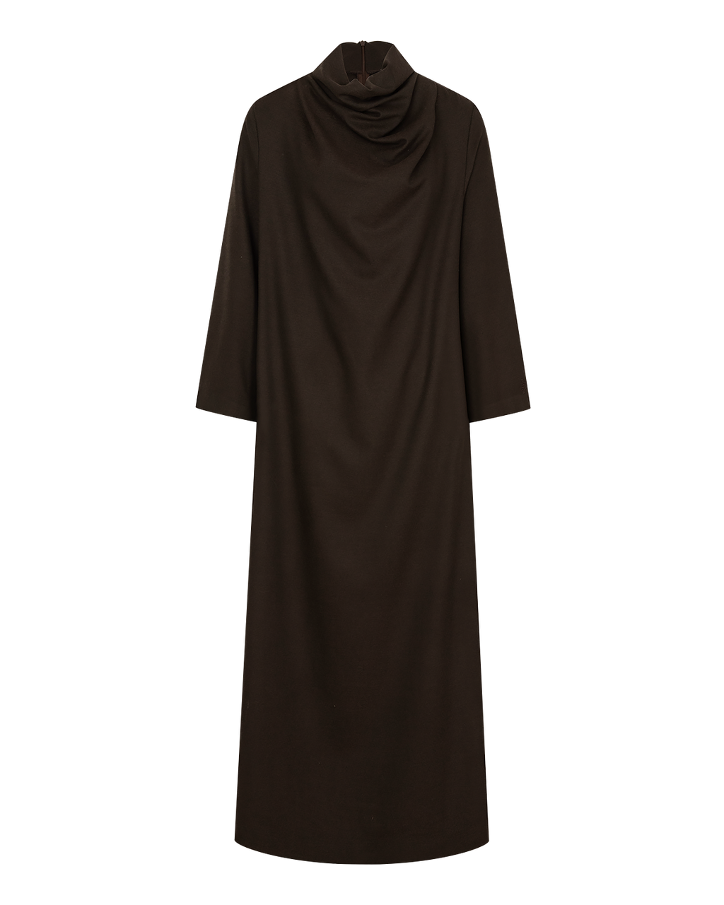 Signature Draped Dress in Chocolate Brown — front