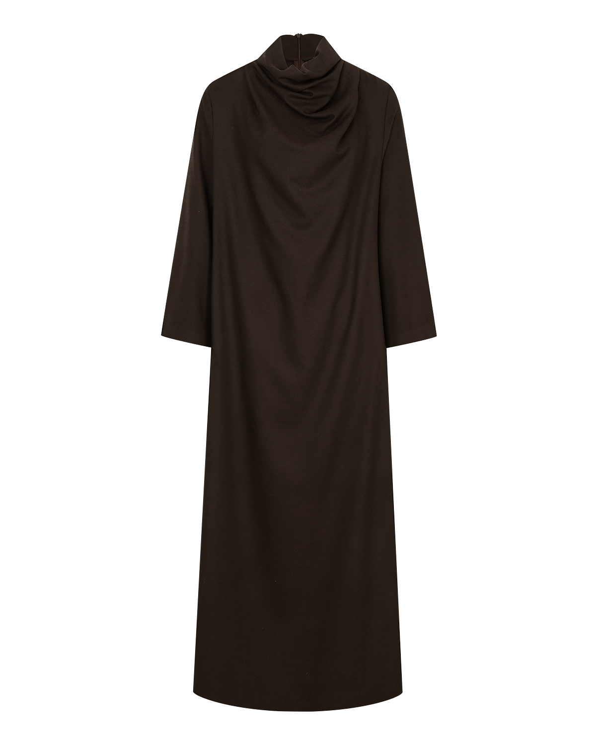 Signature Draped Dress in Chocolate Brown — front