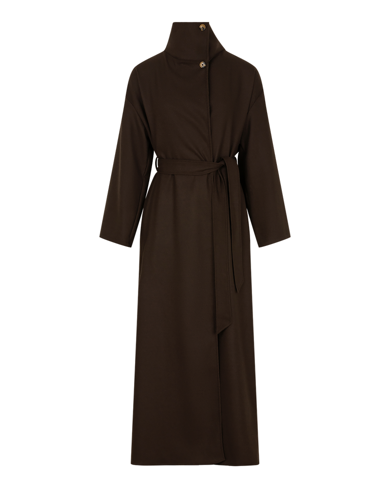 Belted High-Neck Coat