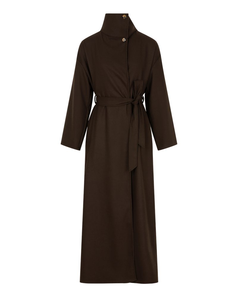 Belted High-Neck Coat