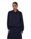 Collared Bomber Jacket - Navy Blue