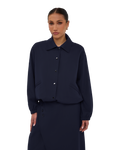 Collared Bomber Jacket - Navy Blue