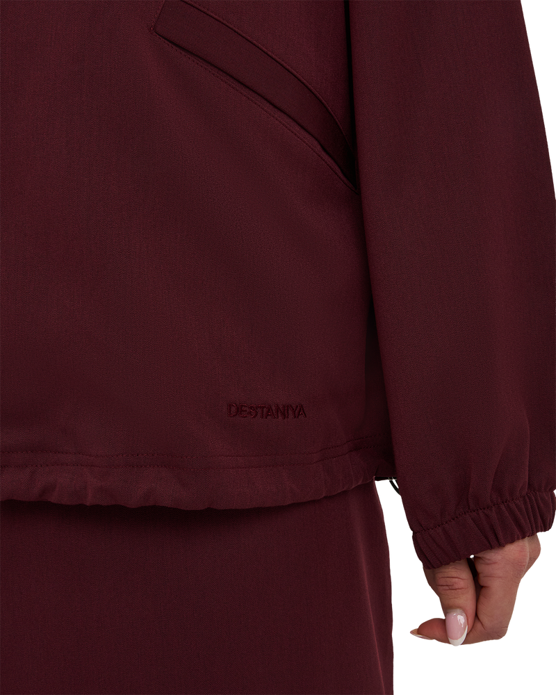 Collared Bomber Jacket - Burgundy