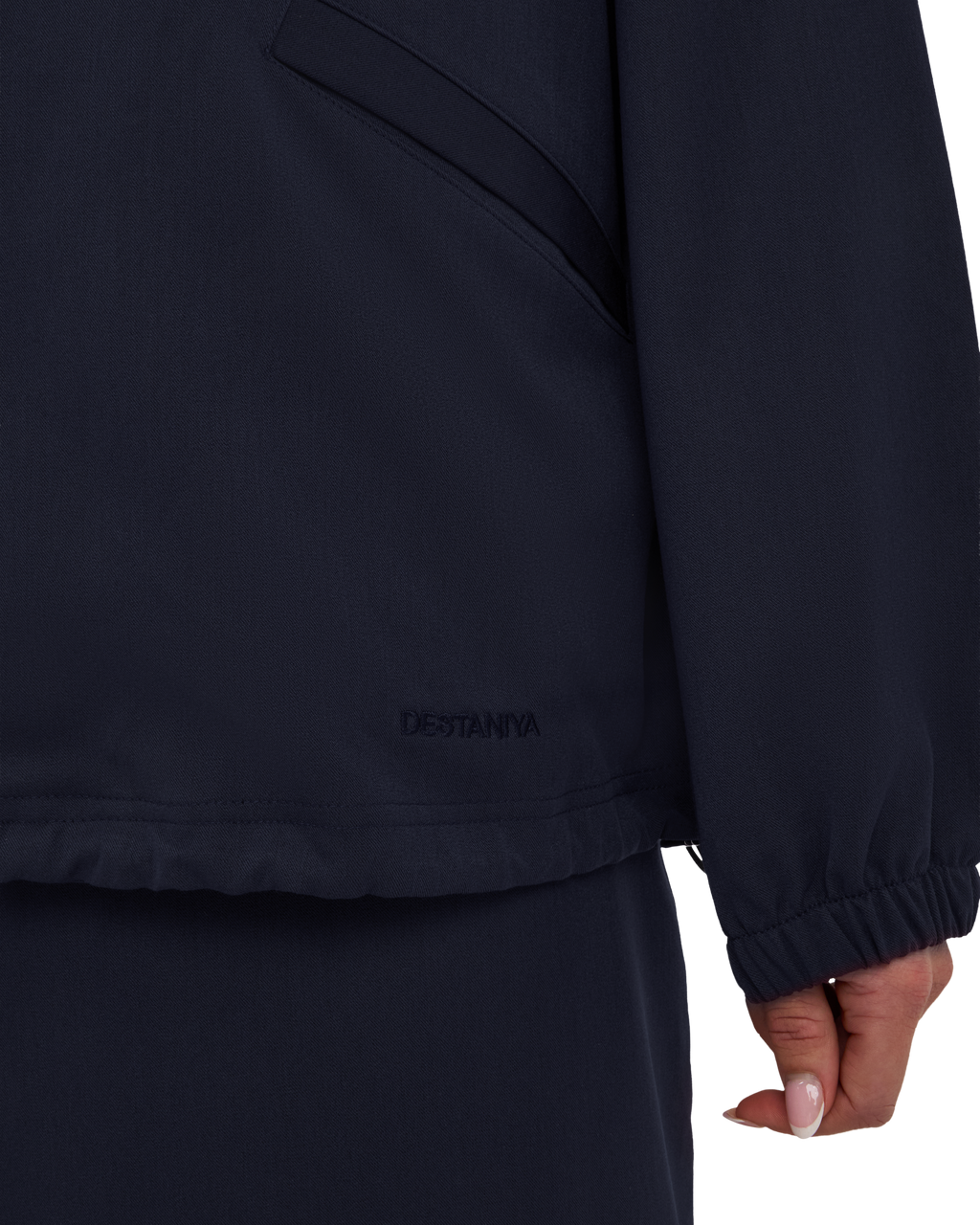 Collared Bomber Jacket - Navy Blue