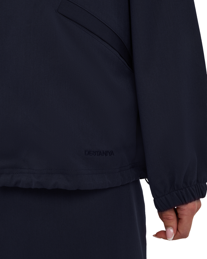 Collared Bomber Jacket - Navy Blue