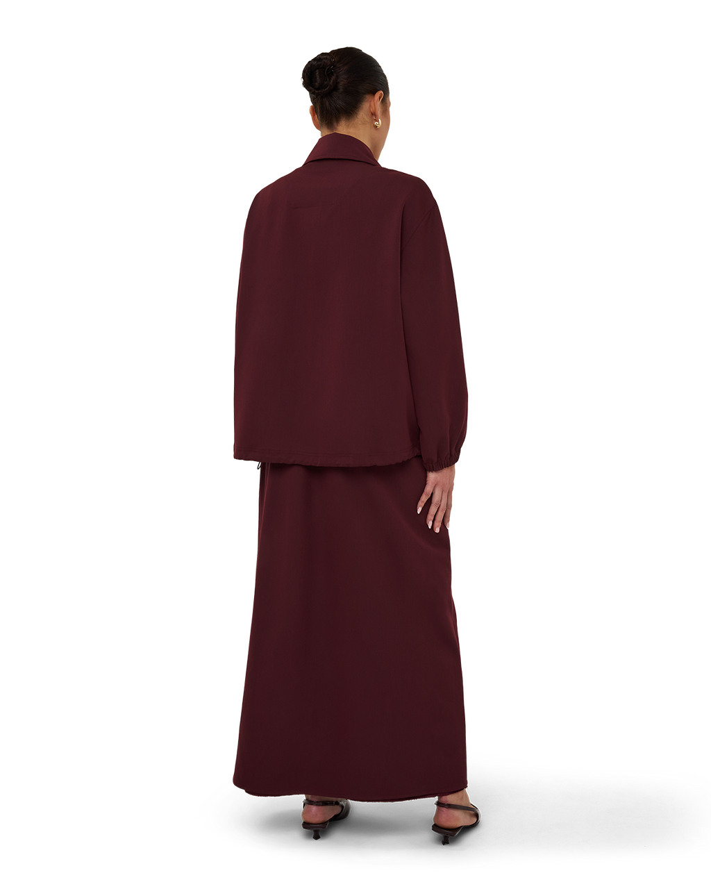 Collared Bomber Jacket - Burgundy