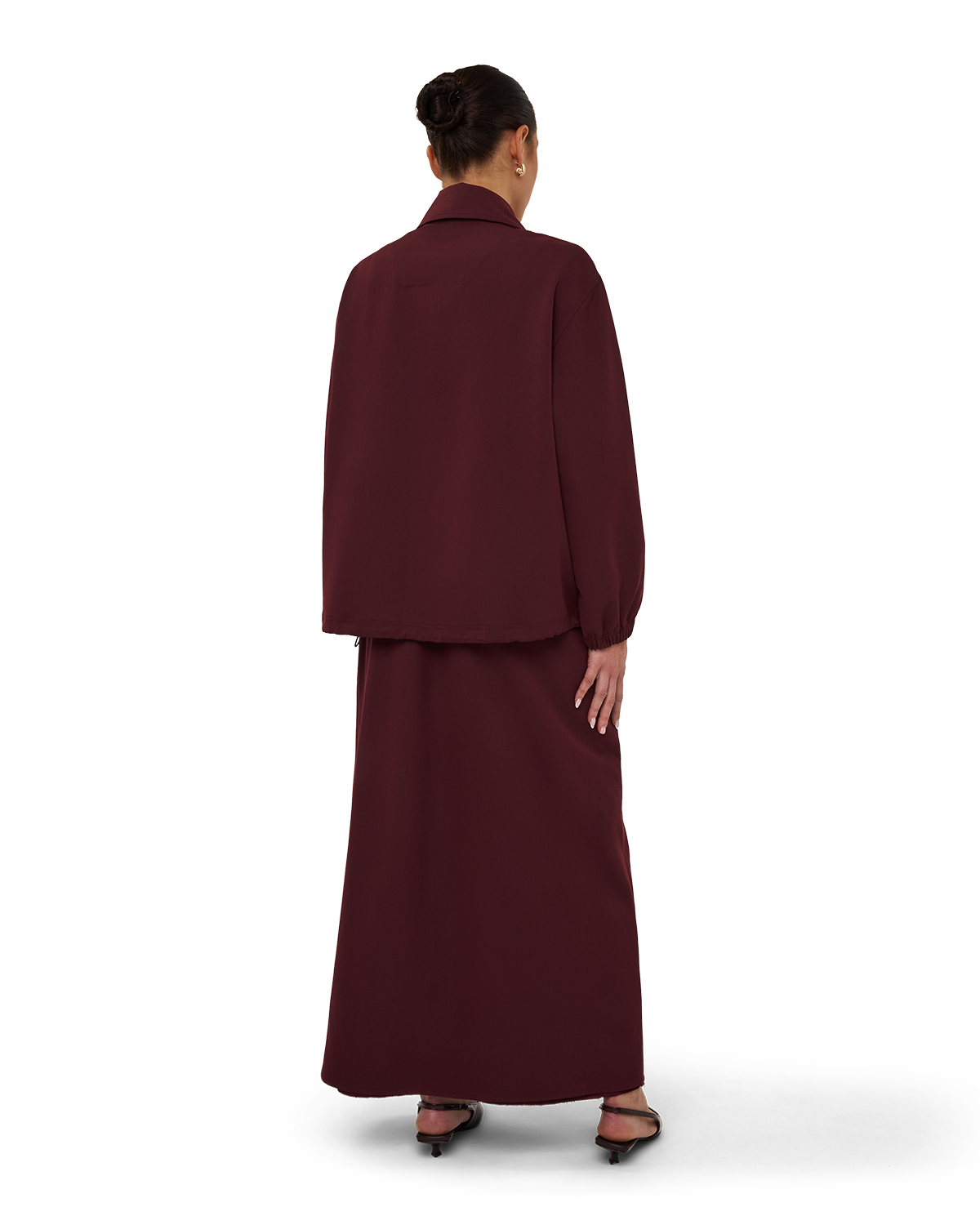 Asymmetric Wrap Maxi Skirt - Burgundy