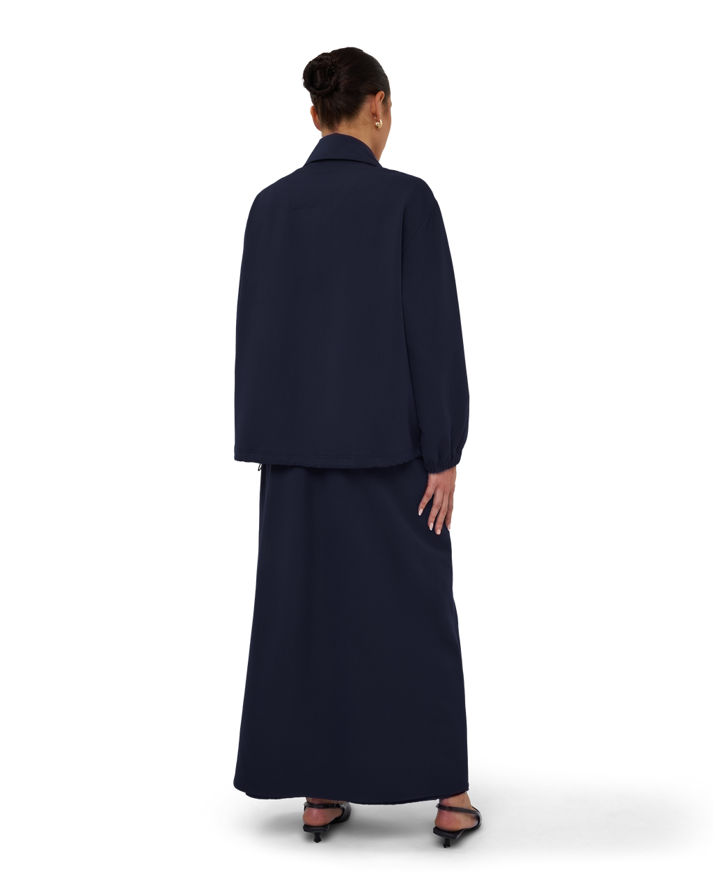 Collared Bomber Jacket - Navy Blue