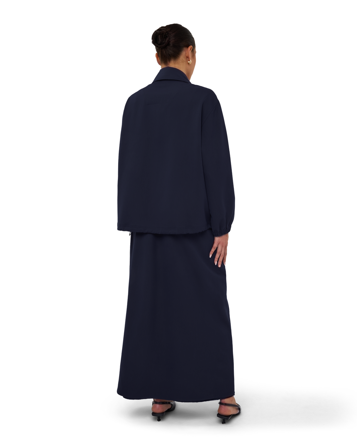 Collared Bomber Jacket - Navy Blue