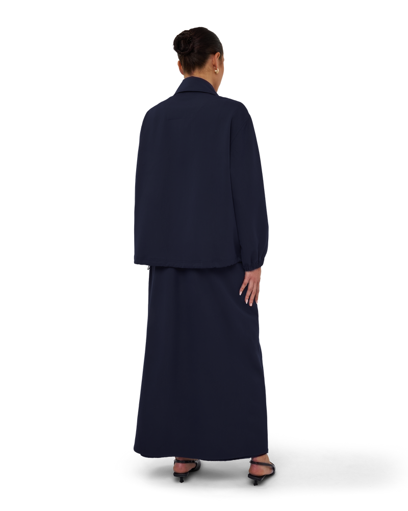 Collared Bomber Jacket - Navy Blue