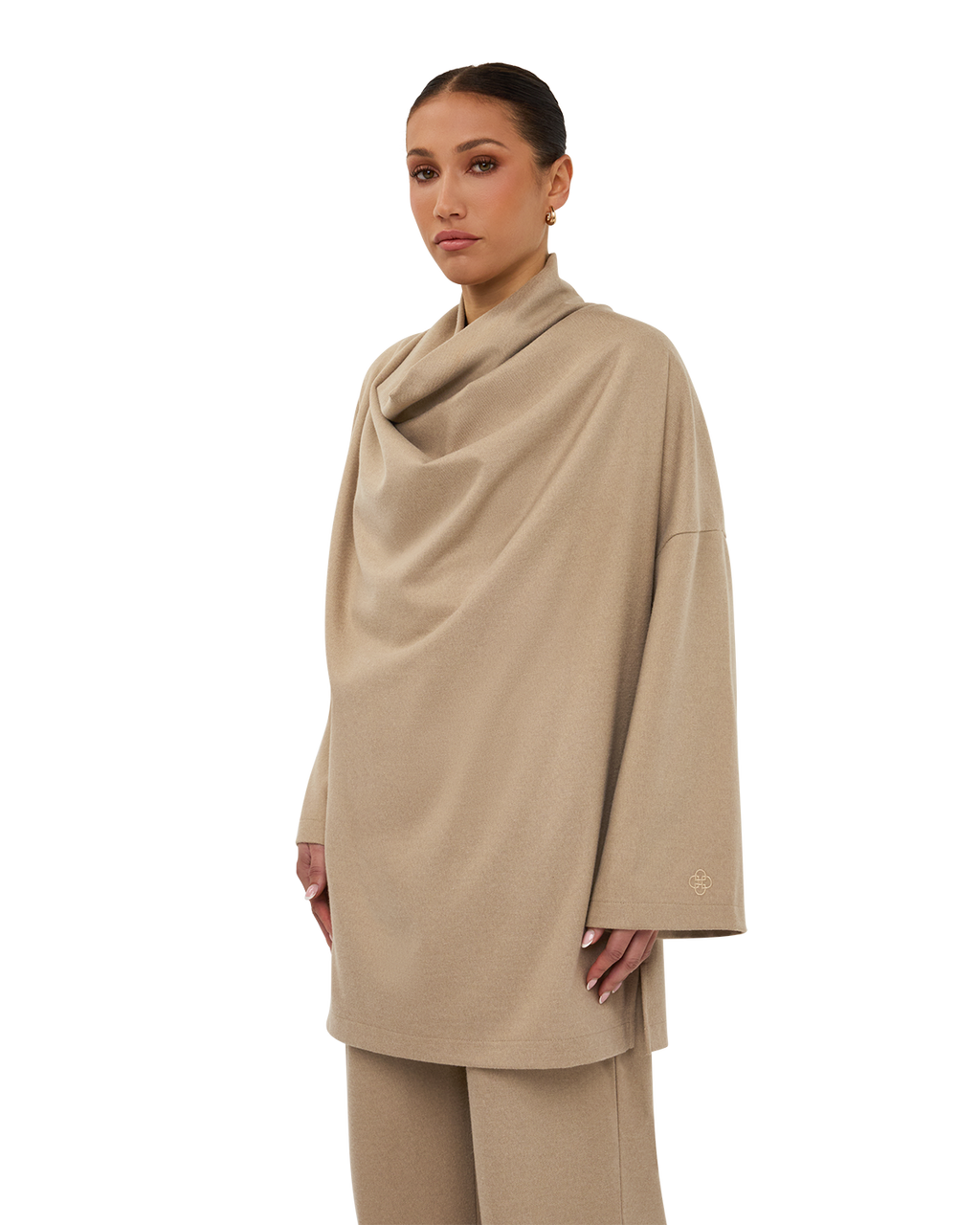Signature Draped Blouse - Beige