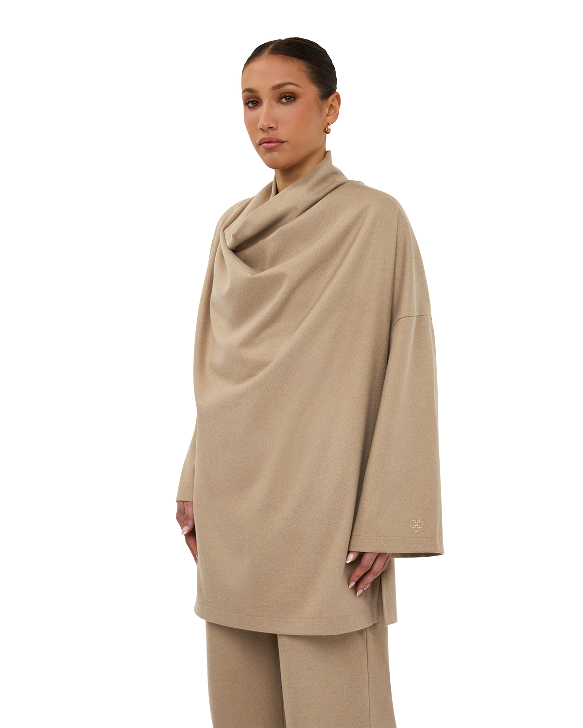 Signature Draped Blouse - Beige