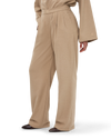 Pleated Wide-Leg Trousers - Beige
