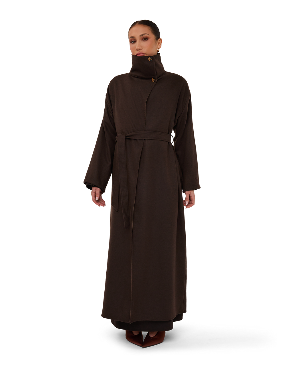 Belted High-Neck Coat