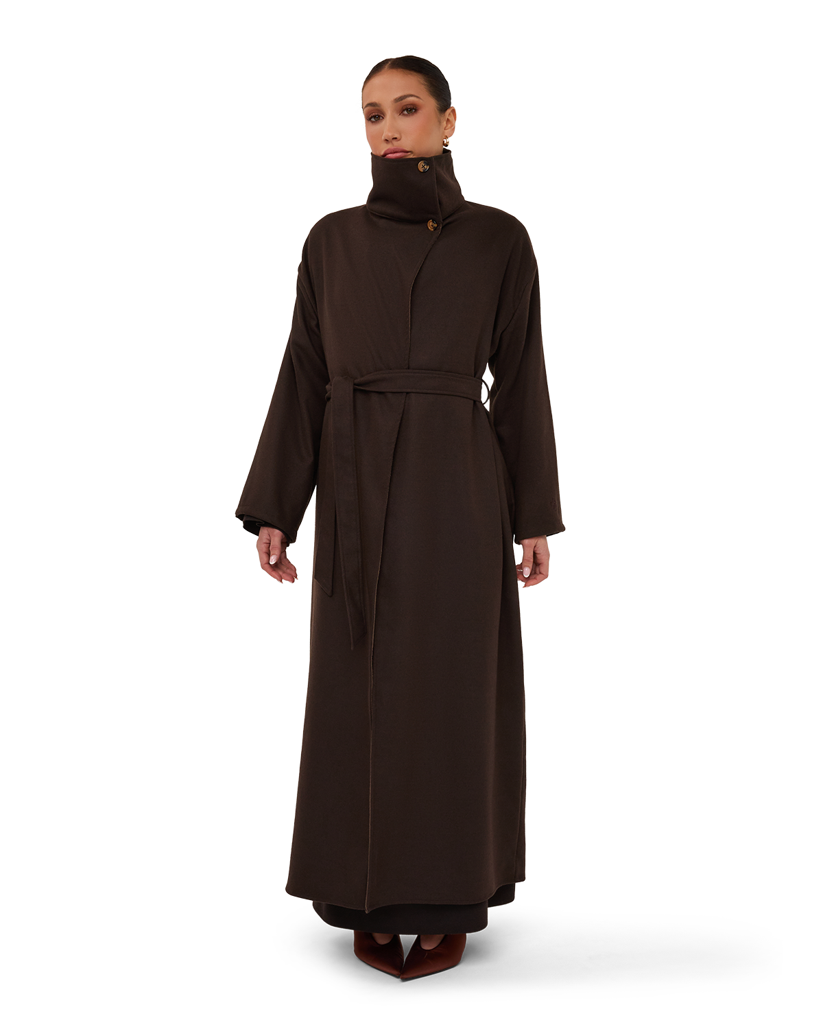 Belted High-Neck Coat