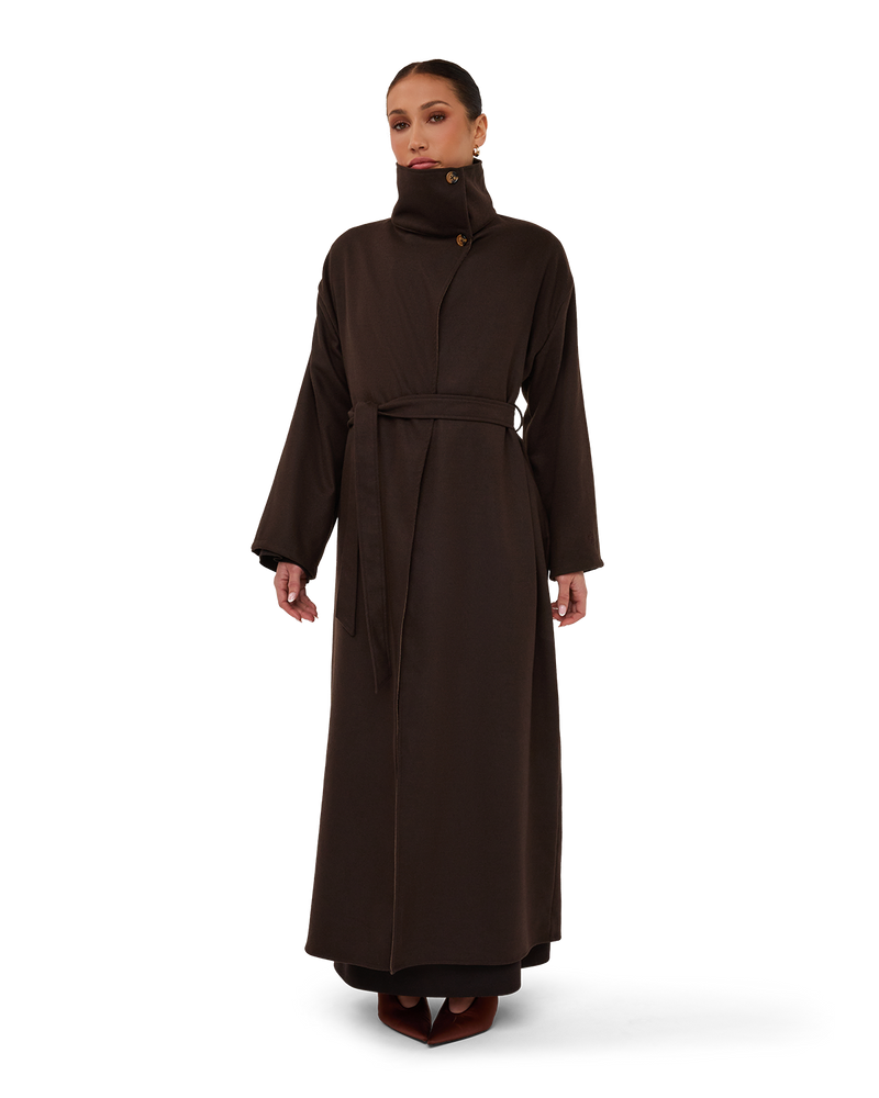 Belted High-Neck Coat