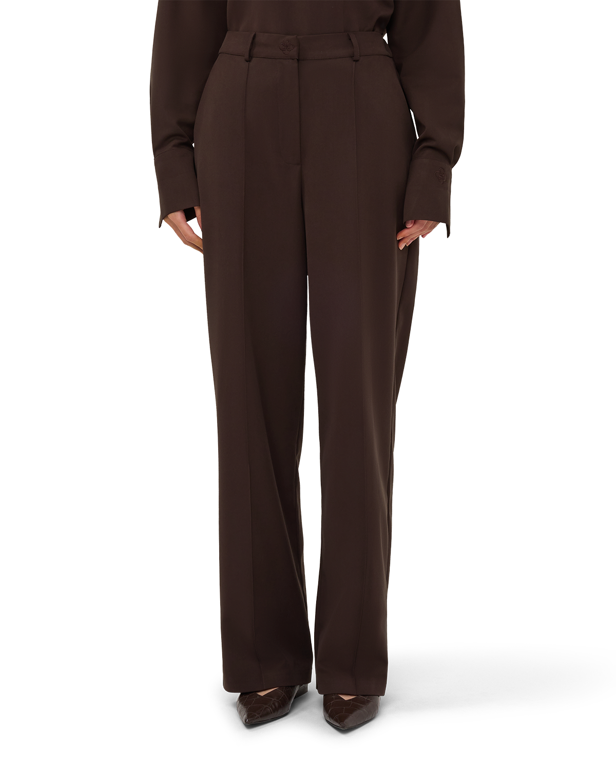 Tailored Straight-Leg Trousers - Chocolate Brown