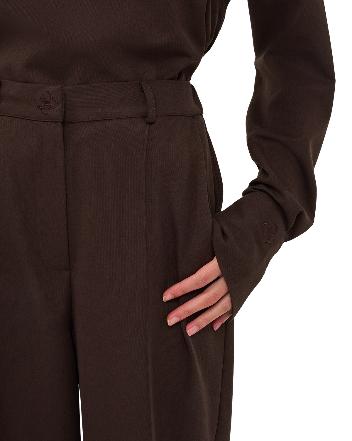 Tailored Straight-Leg Trousers - Chocolate Brown