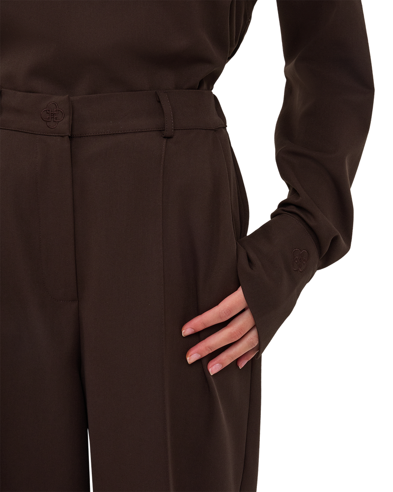 Tailored Straight-Leg Trousers - Chocolate Brown