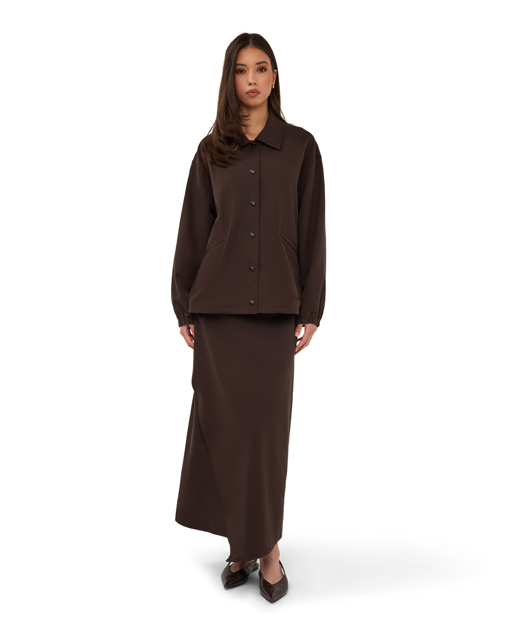 Collared Bomber Jacket - Chocolate Brown
