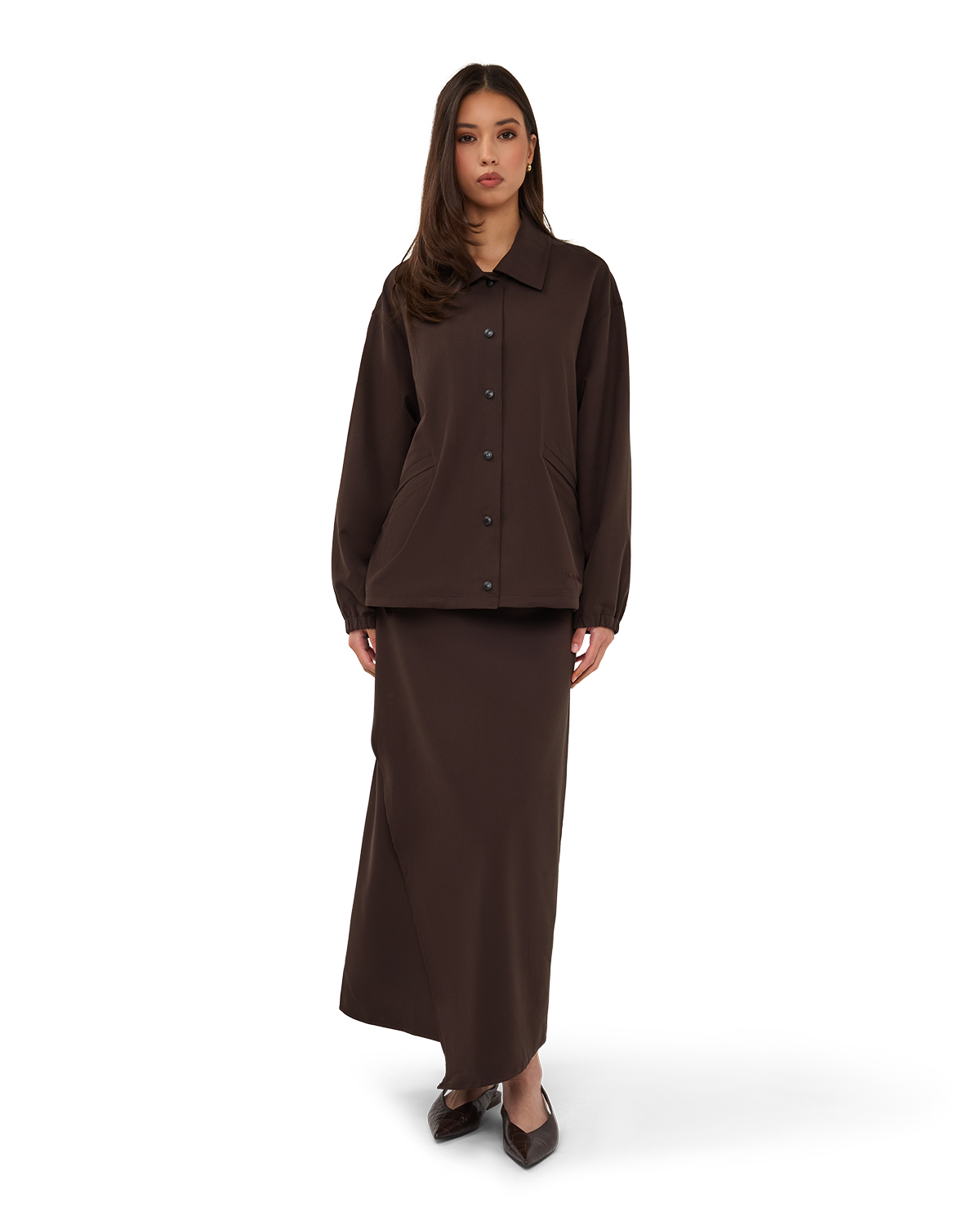 Collared Bomber Jacket - Chocolate Brown