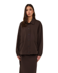 Collared Bomber Jacket - Chocolate Brown