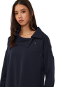 Asymmetric Collar Blouse - Navy Blue