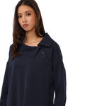 Asymmetric Collar Blouse - Navy Blue