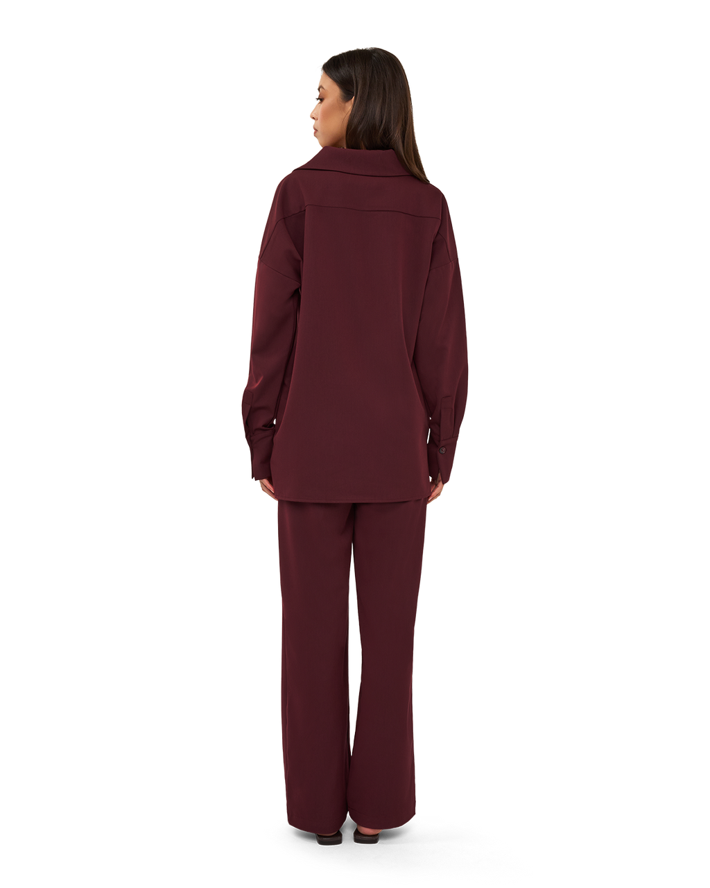 Asymmetric Collar Blouse - Burgundy