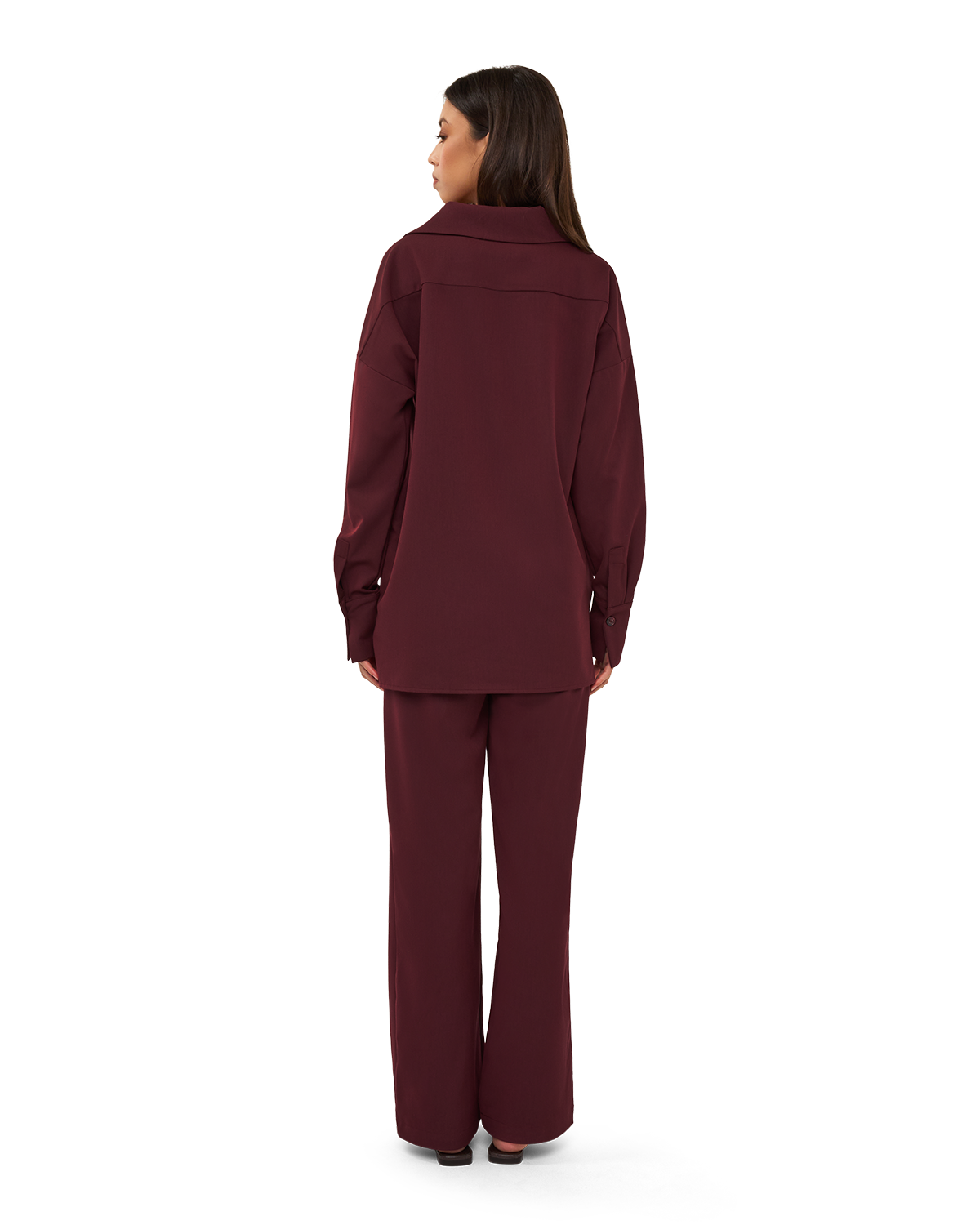 Asymmetric Collar Blouse - Burgundy