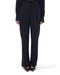 Tailored Straight-Leg Trousers - Navy Blue