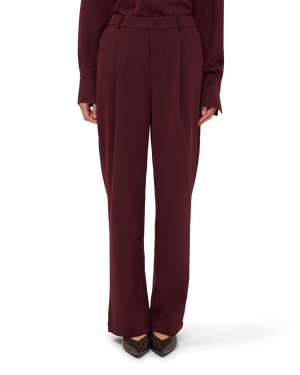 Tailored Straight-Leg Trousers - Burgundy