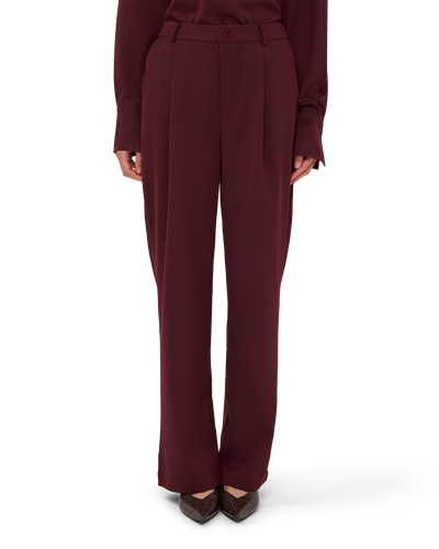 Tailored Straight-Leg Trousers - Burgundy