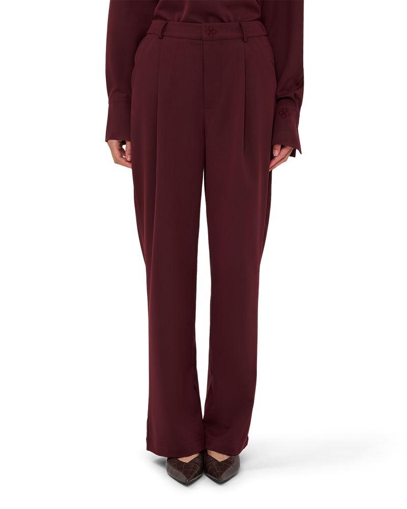 Tailored Straight-Leg Trousers - Burgundy