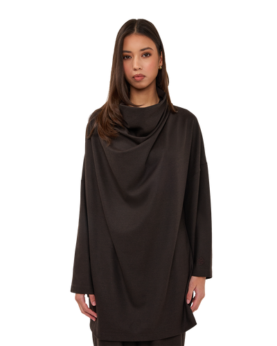 Signature Draped Blouse - Chocolate Brown