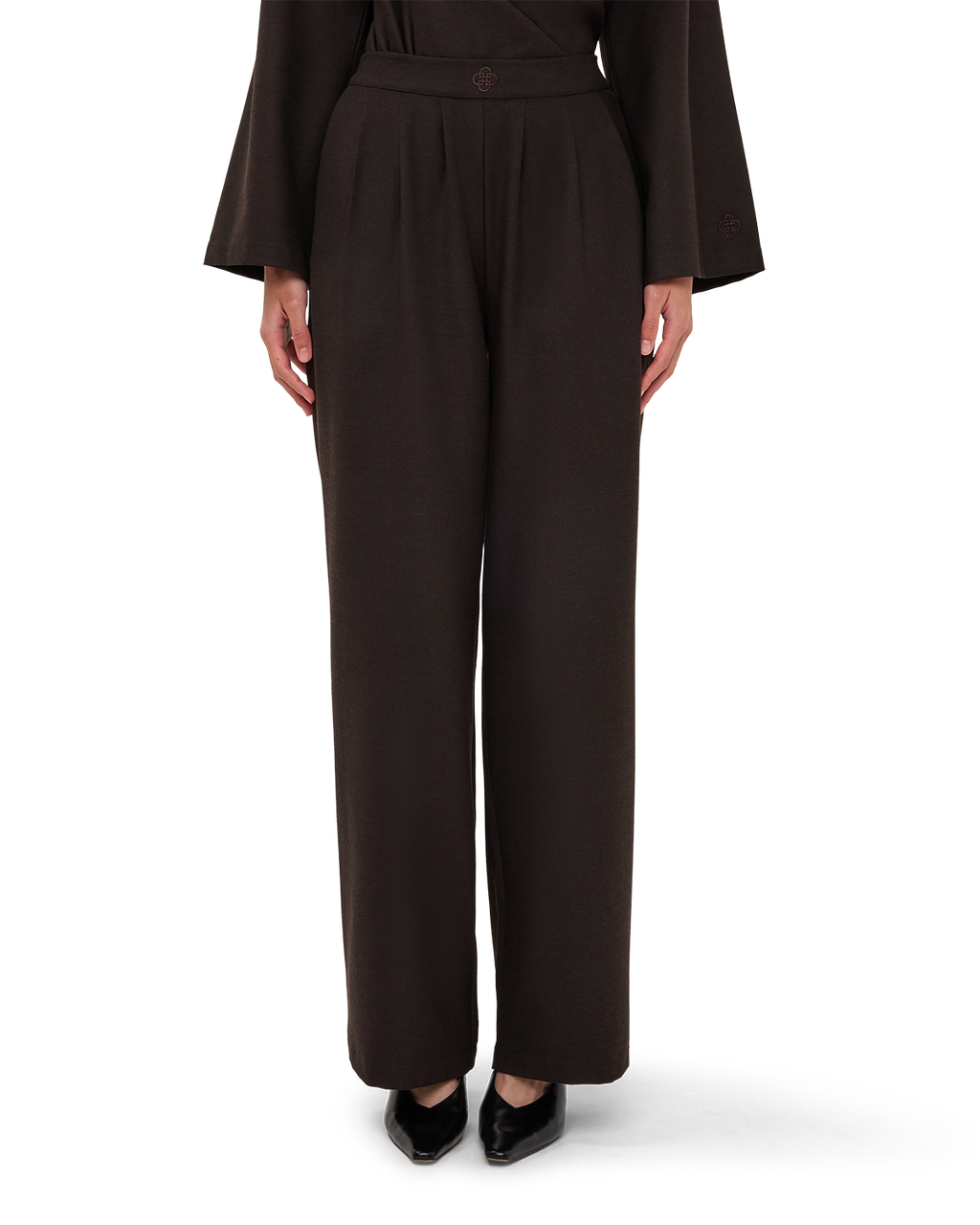 Tailored Straight-Leg Trousers - Chocolate Brown