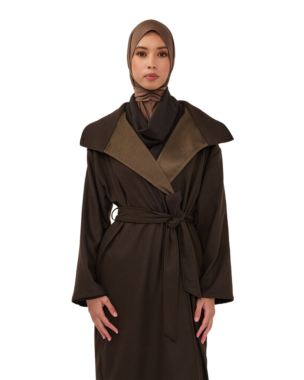 Belted High-Neck Coat
