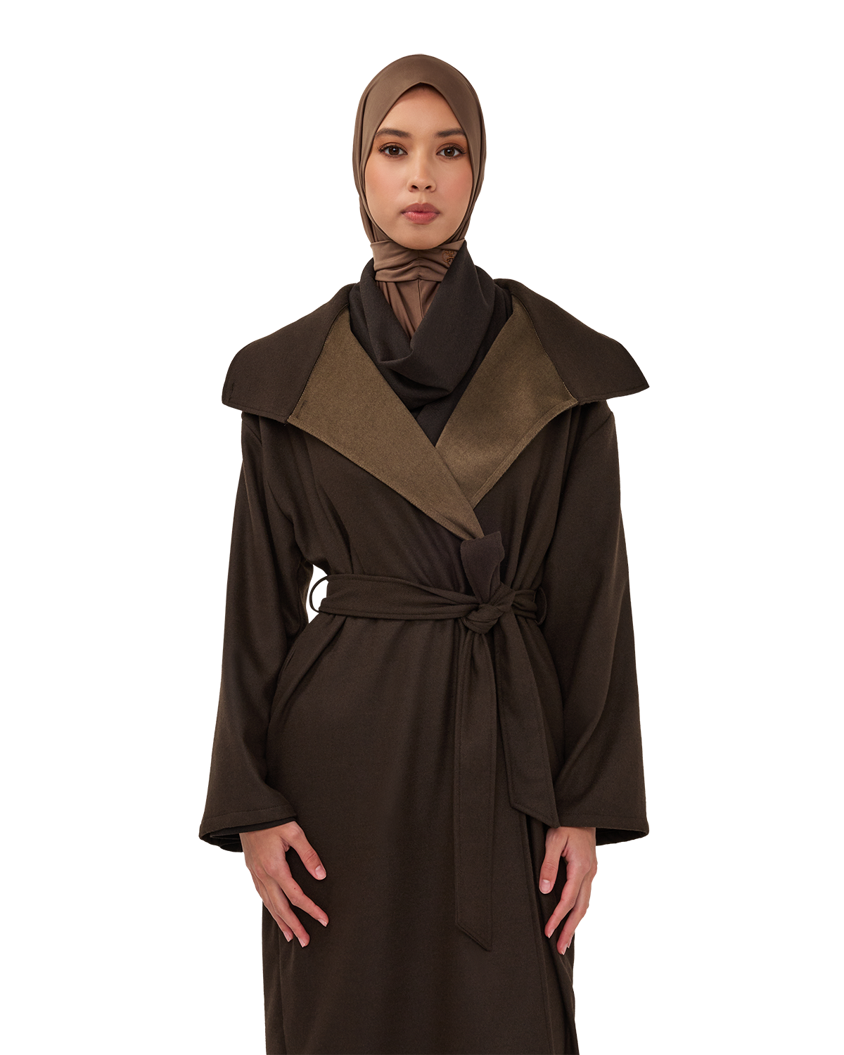 Belted High-Neck Coat