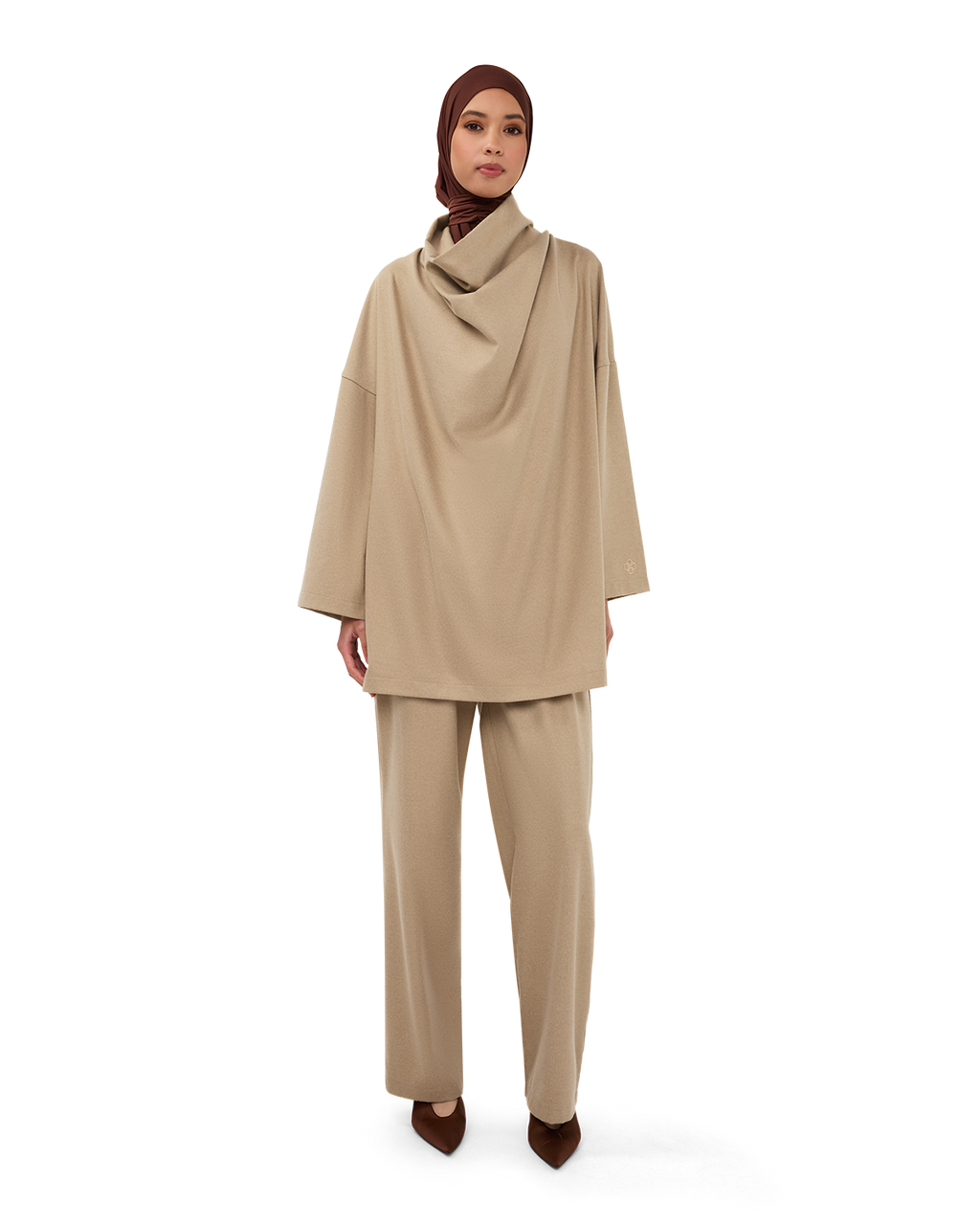 Signature Draped Blouse - Beige
