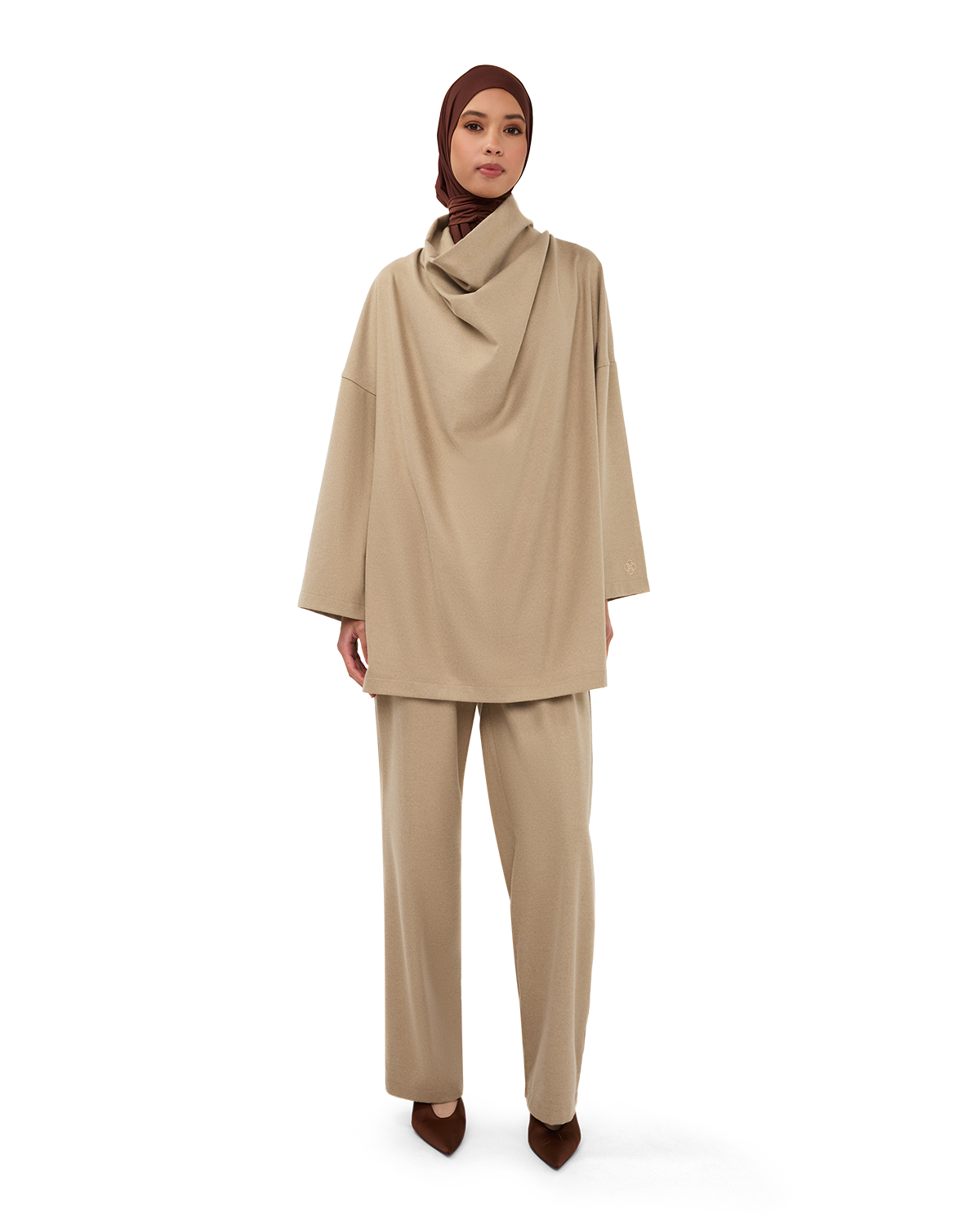 Signature Draped Blouse - Beige