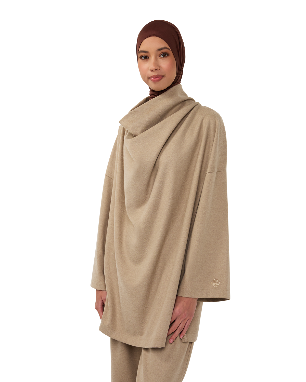 Signature Draped Blouse - Beige