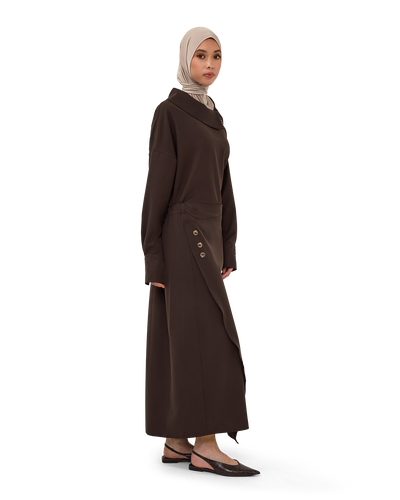 Asymmetric Wrap Maxi Skirt - Chocolate Brown