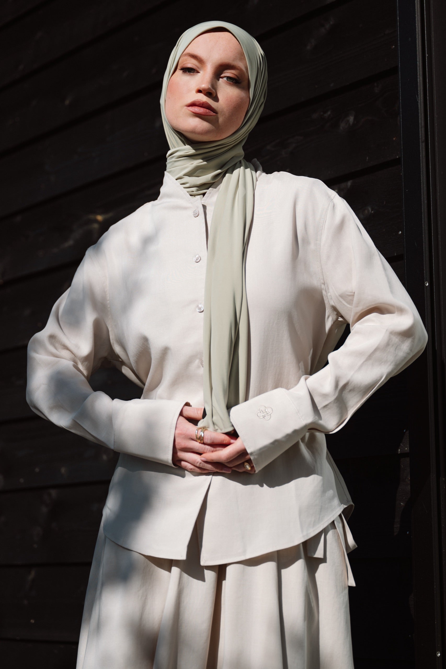 Button-Front Blouse Bone