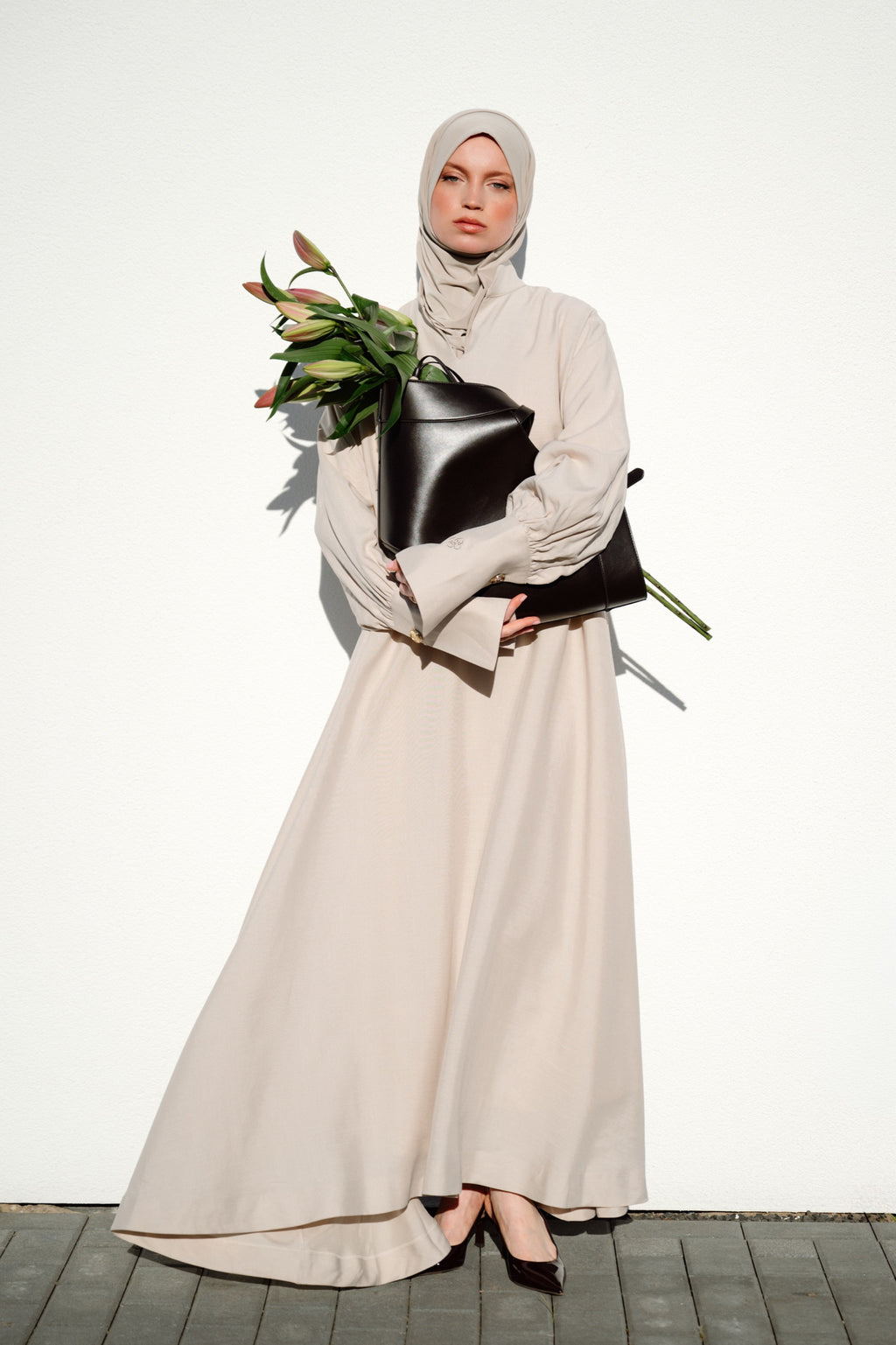 V-Neck Column Dress Bone