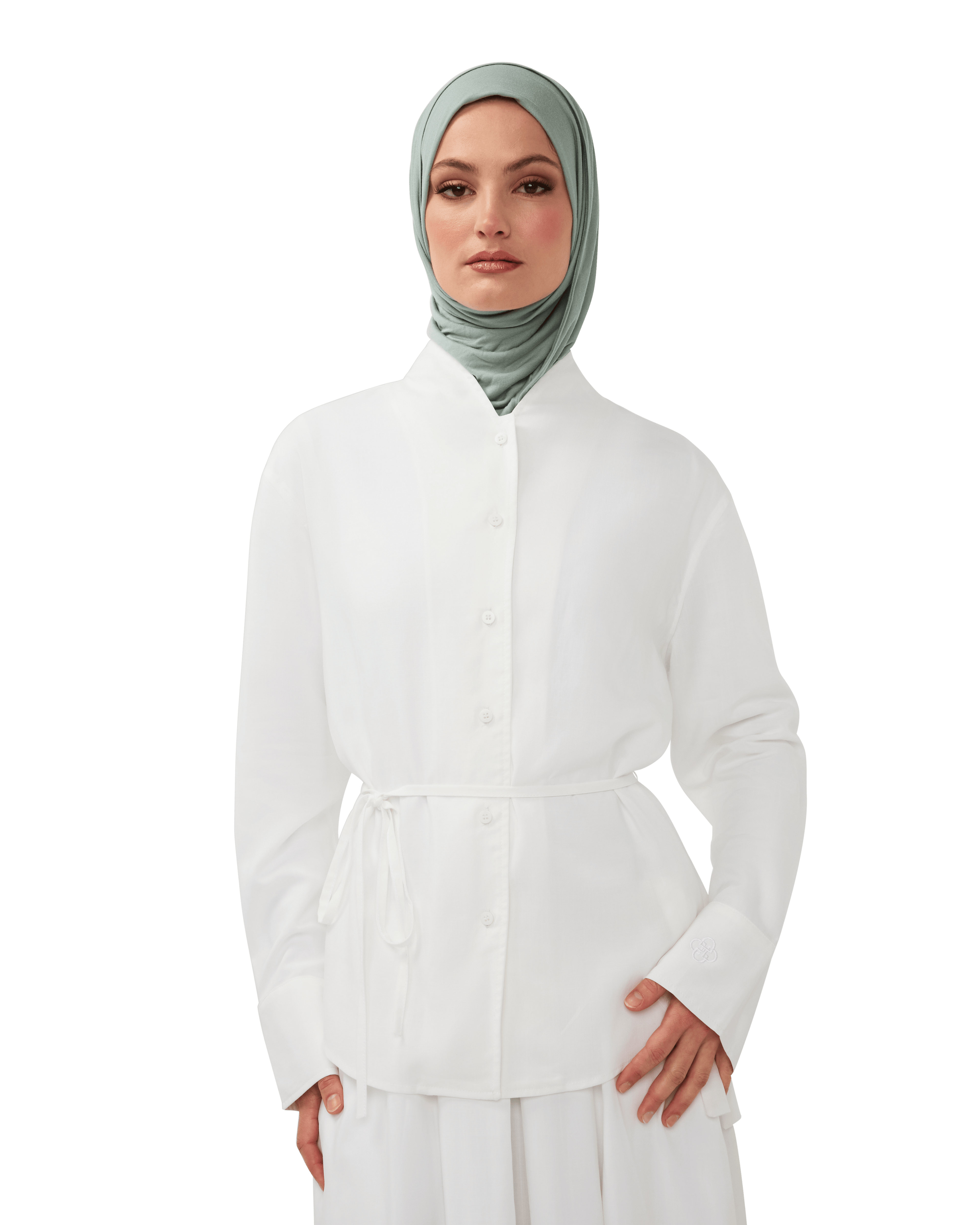 Button-Front Blouse Chalk