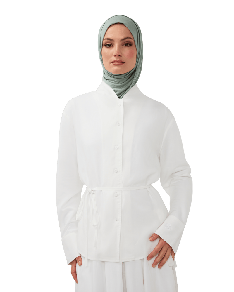 Button-Front Blouse Chalk