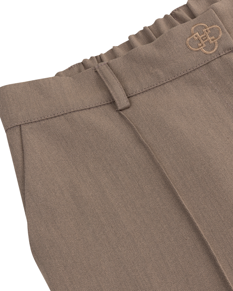 Pleated Cotton Trousers - Stone